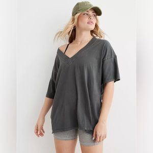 Aerie Extreme V-Neck Oversized Boyfriend T-shirt in Grey Size XS